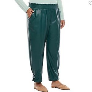 New Ryegrass Womens Mid Rise Jogger Pant Plus sz 1X faux leather sea moss green